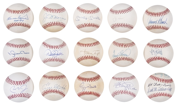 Lot of (49) Hall of Fame & Stars Signed Baseball Collection Featuring Mickey Mantle, Joe DiMaggio, Yogi Berra & More! (JSA Auction Letter)